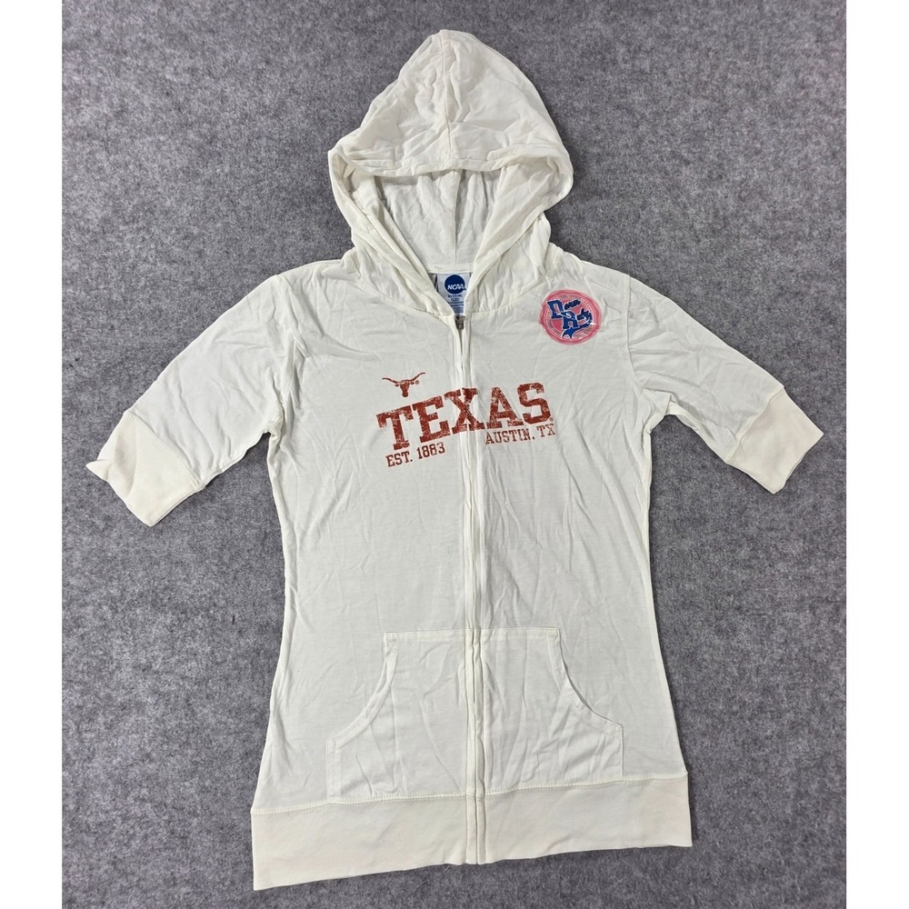 NCAA By Ka Inc Texas Longhorns Zip up Hooded Shirt Women's NEW L 3/4 sleeve Y2K